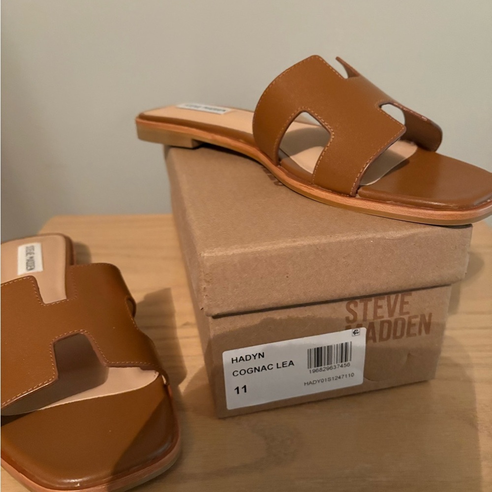 Steve Madden Hayden Cognac Leather Sandals brand new with box size 11